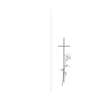 TA CC 3012 Kreuz mit Silberrose - Karte: 183 mm x 234 mm (offen) - Hülle: 120 mm x 191 mm, mit Seidenfutter