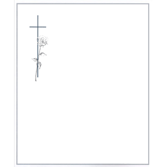 SE TB Kreuz mit Silberrose - Bogen: 215 mm x 178 mm, hochweiß, Heißfolienprägung - Hülle: 120 mm x 191 mm, hochweiß, mit Seidenfutter